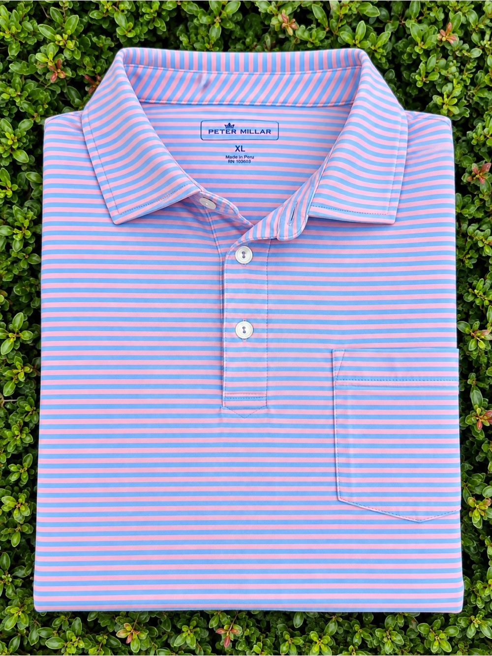 Peter Millar striped polo performance material XL